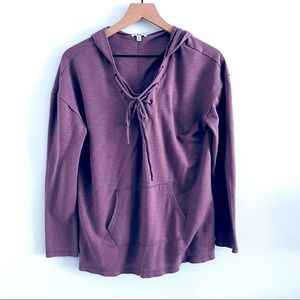 Pink Hooded Long Sleeve Lightweight Sweatshirt